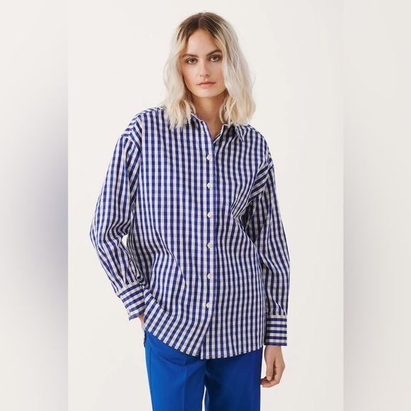 part two Tops - PART TWO Blouse Regan gingham boyfriend shirt Size M